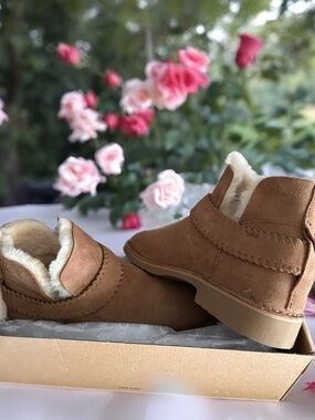 UGG Chestnut Brown Suede Shearling-Lined Ankle Boots